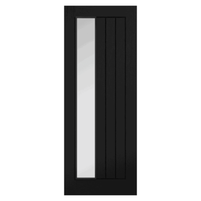 Internal Black Oak Mexicano 1 Light Narrow Offset (CLEAR GLASS) Pre-Finished FD30 44mm Fire Door