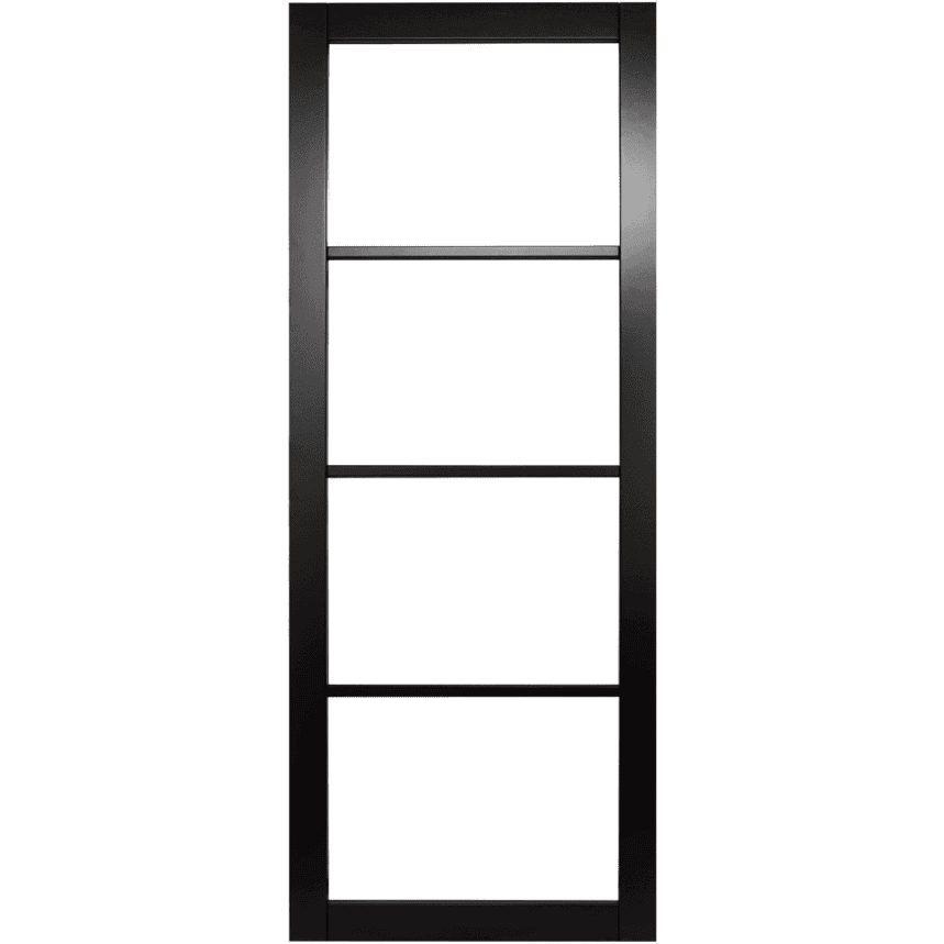 Internal Black Rome Industrial 4 Light (CLEAR GLASS) Pre-Finished Solid Core Door