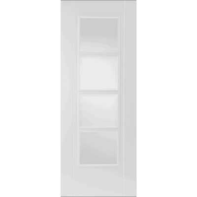 Internal White ISEO 4 Light (CLEAR GLASS) Pre-Finished Semi Solid Core Door