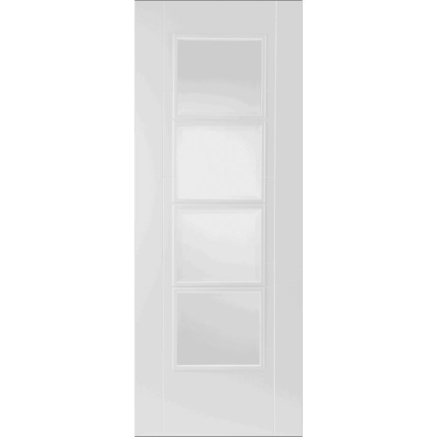 Internal White ISEO 4 Light (CLEAR GLASS) Pre-Finished Semi Solid Core Door